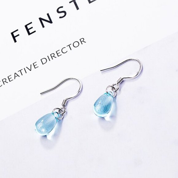 *925 Sterling Silver Crystal Waterdrop Earrings a - Picture 3 of 5
